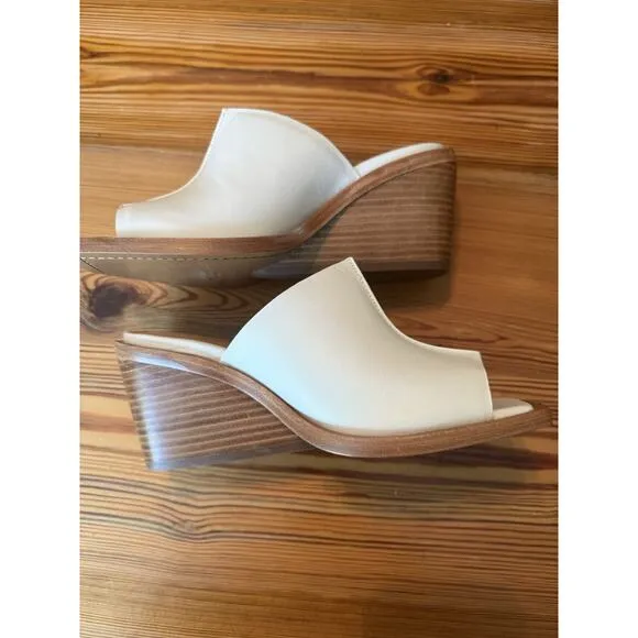 Rag &amp; Bone Santiago Wedge Sandal Sz 38 (US 8) White Leather NWOB Spring Summer