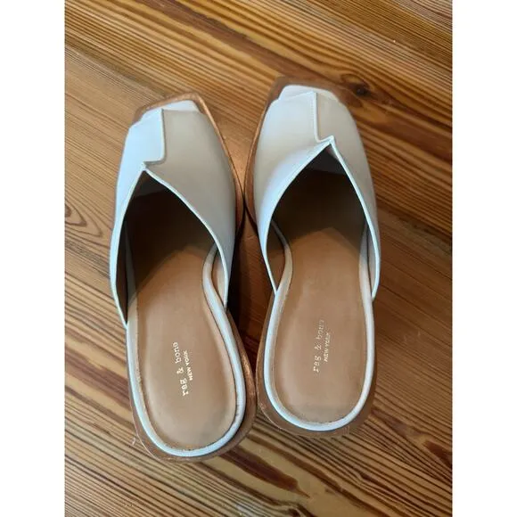 Rag &amp; Bone Santiago Wedge Sandal Sz 38 (US 8) White Leather NWOB Spring Summer