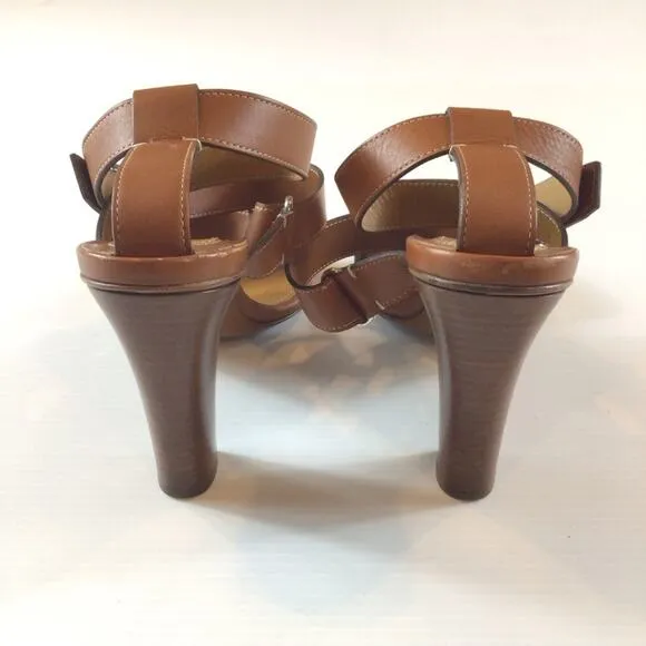 RALPH LAUREN Purple Label &quot;Landry&quot; Brown Strappy High Heel Sandals size 36B