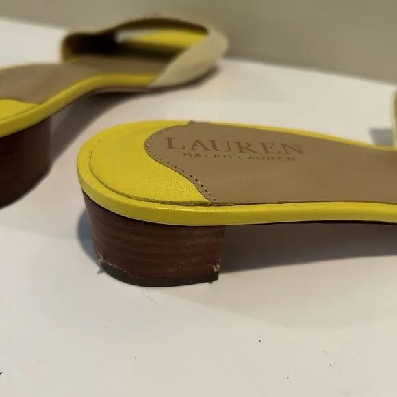 Ralph Lauren Women's 8.5 B Fay Canvas &amp; Leather‎ Sandal Yellow