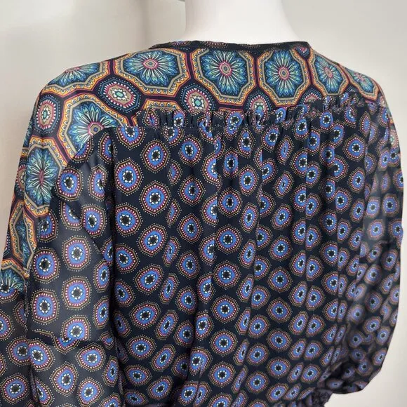 Ramy Brook Davie Geometric Kaleidoscope Printed Chiffon Mini Dress Women's Sz M