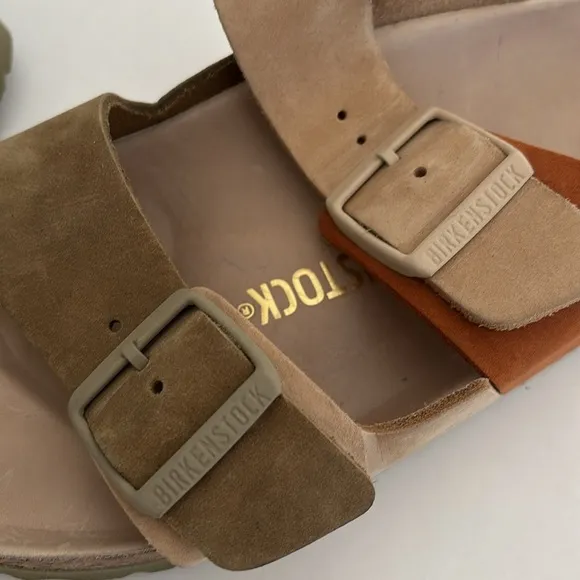 Rare Birkenstock Brown Multicolored Suede Arizona Sandals‎ Women’s 9 / Mens 7