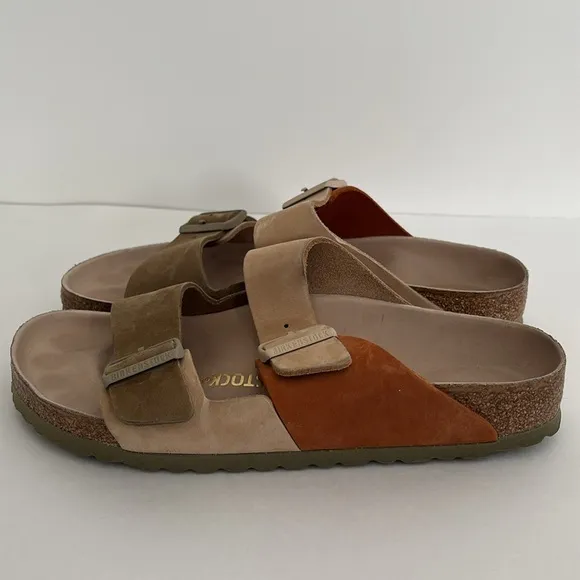 Rare Birkenstock Brown Multicolored Suede Arizona Sandals‎ Women’s 9 / Mens 7