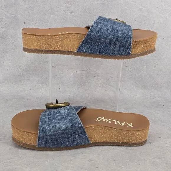 Rare Kalso Sway Blue Denim Earth Shoes‎ Negative Heel Sandals Size 7.5 Women