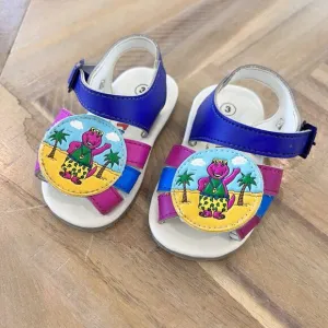 RARE Vintage 1993 Barney The Dinosaur Sandals Purple Beach Baby Sz 3 Shoes