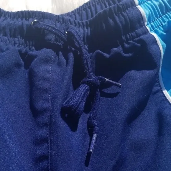 RARE Vintage ADIDAS high waisted running Shorts bright Blue White &amp; Navy striped