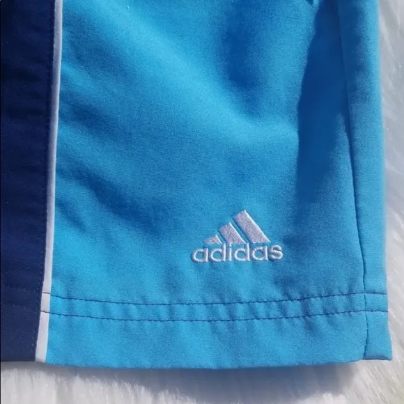 RARE Vintage ADIDAS high waisted running Shorts bright Blue White &amp; Navy striped