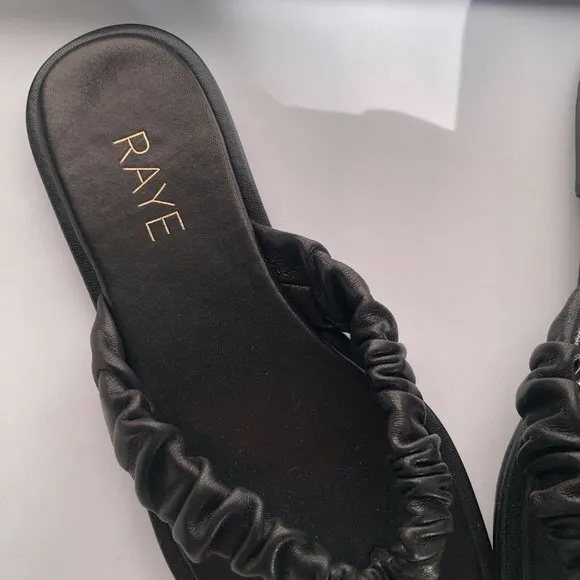 RAYE Oswald Sandals Black Flats Leather Thing Revolve Beach Summer 5.5 $168