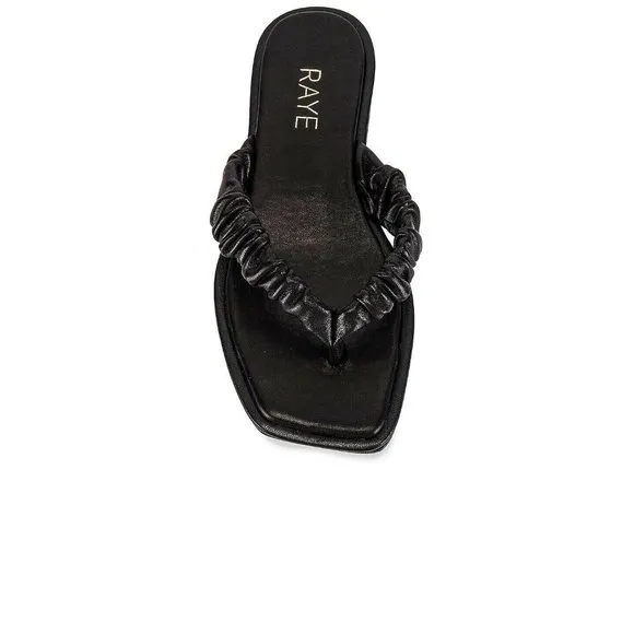 RAYE Oswald Sandals Black Flats Leather Thing Revolve Beach Summer 5.5 $168