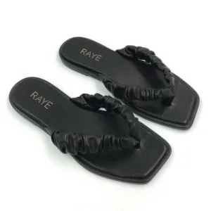 RAYE Oswald Sandals Black Flats Leather Thing Revolve Beach Summer 5.5 $168