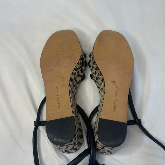 REBECCA MINKOFF Black Platform Jute Wrapped Strap Ankle Strap Josefia Wedge 8.5