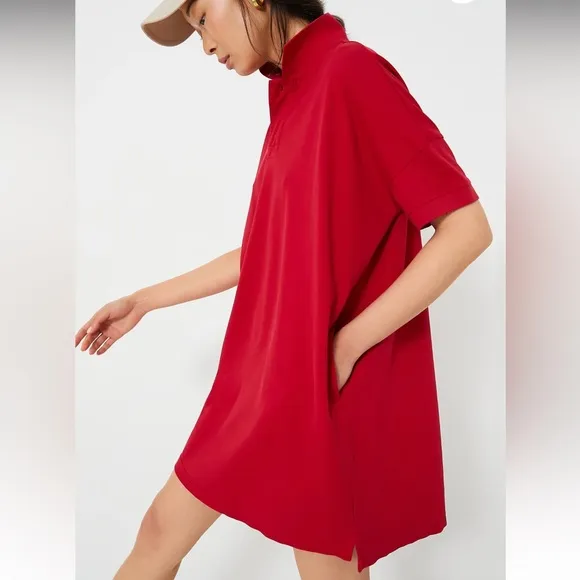 Red Pique Teller Polo Dress