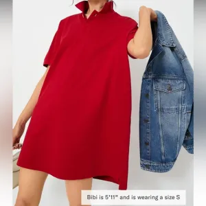 Red Pique Teller Polo Dress
