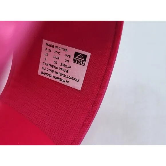 REEF Banded Horizon Hi Platform Slip On Cushion Comfort Slide Sandal Pink Size 6