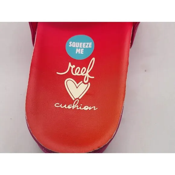 REEF Banded Horizon Hi Platform Slip On Cushion Comfort Slide Sandal Pink Size 6