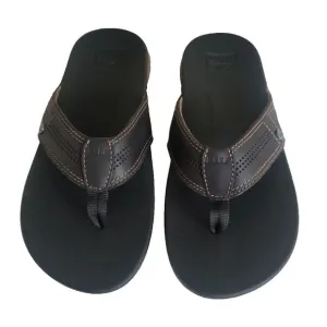 REEF Cushion Lux Men's Flip Flops Black Leather Men's Size 10