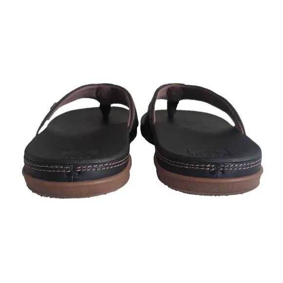 REEF Cushion Lux Men's Flip Flops Black Leather Men's Size 10