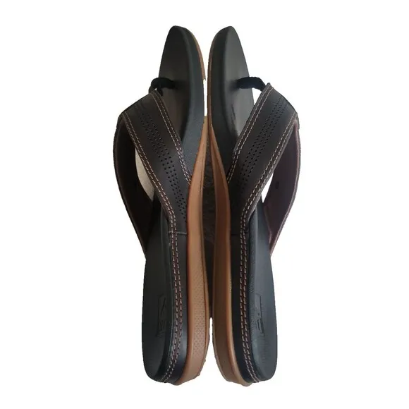 REEF Cushion Lux Men's Flip Flops Black Leather Men's Size 10
