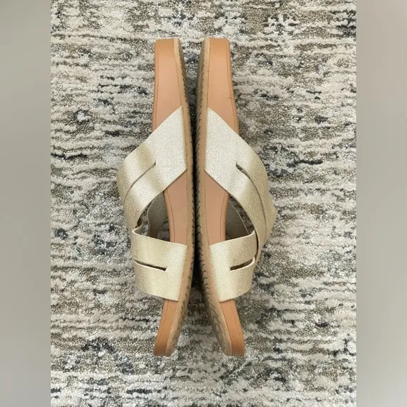 Reef Cushion Spring Bloom Slide Sandals Womens Size 9 Champagne Gold Tan‎