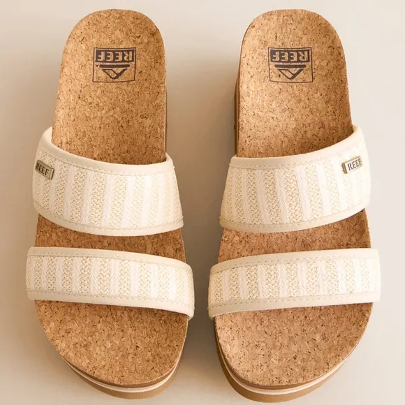 Reef Cushion Vista Higher Sandal Size 7 Color Raffia/Cream CJ5950 NWT In Package