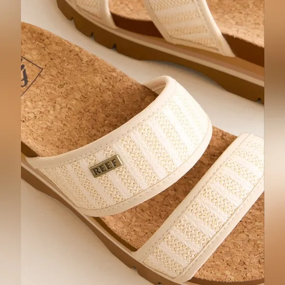 Reef Cushion Vista Higher Sandal Size 7 Color Raffia/Cream CJ5950 NWT In Package