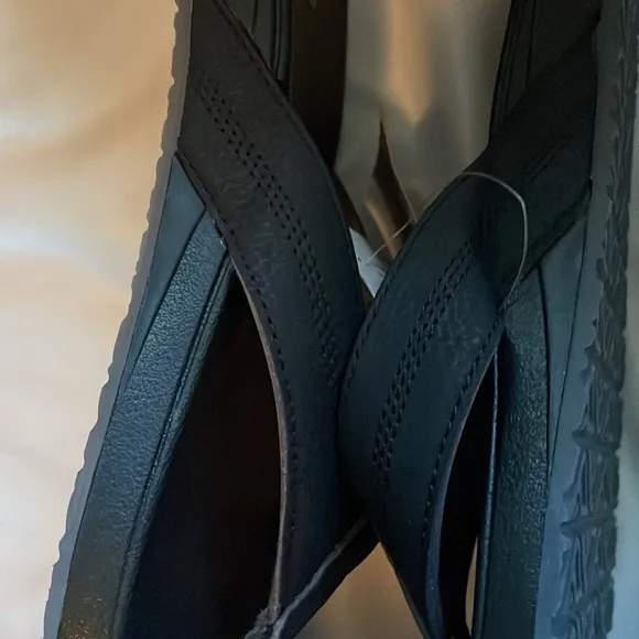 Reef Faux Vegan Leather Cushion Bounce Phantom Black Sandals Thongs size 12