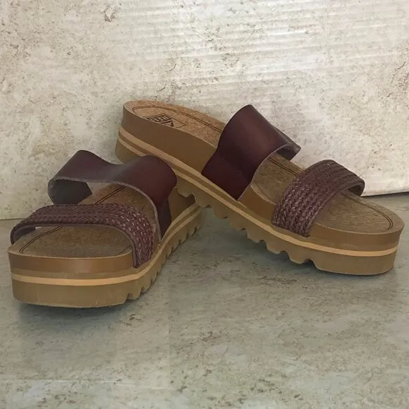 Reef Womens Cushion Vista Hi Sandal Cork Platform Woven Strap Detailing Lug Sole