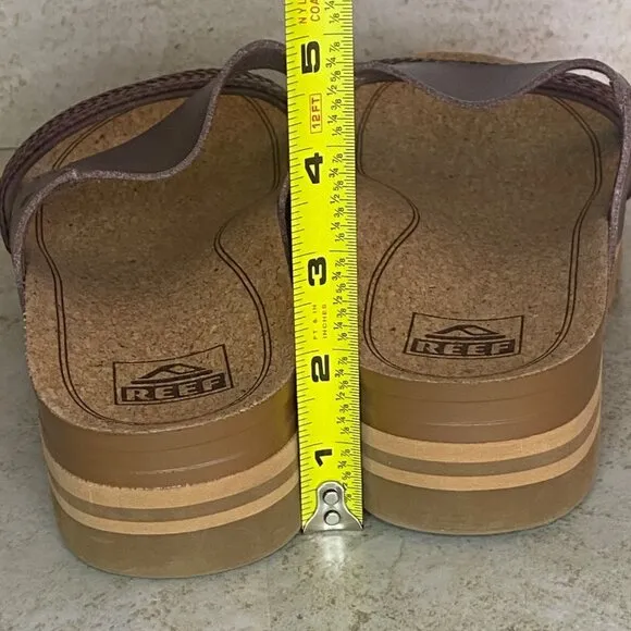 Reef Womens Cushion Vista Hi Sandal Cork Platform Woven Strap Detailing Lug Sole