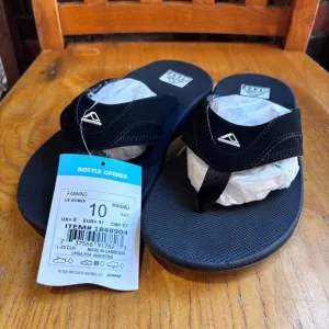 Reef womens Fanning comfort bottle opener flip flops sandals black 10