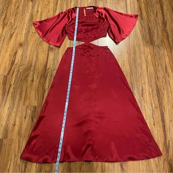 Reformation Noemi Cutout Silk Midi Dress In Crimson Red Size 2