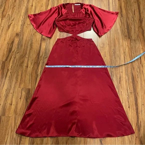 Reformation Noemi Cutout Silk Midi Dress In Crimson Red Size 2