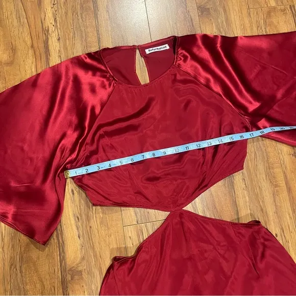 Reformation Noemi Cutout Silk Midi Dress In Crimson Red Size 8