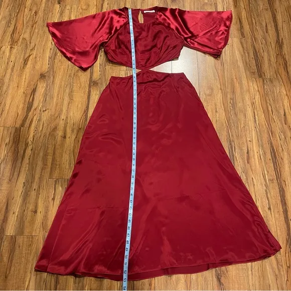 Reformation Noemi Cutout Silk Midi Dress In Crimson Red Size 8