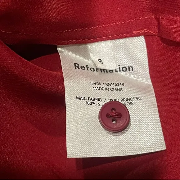 Reformation Noemi Cutout Silk Midi Dress In Crimson Red Size 8