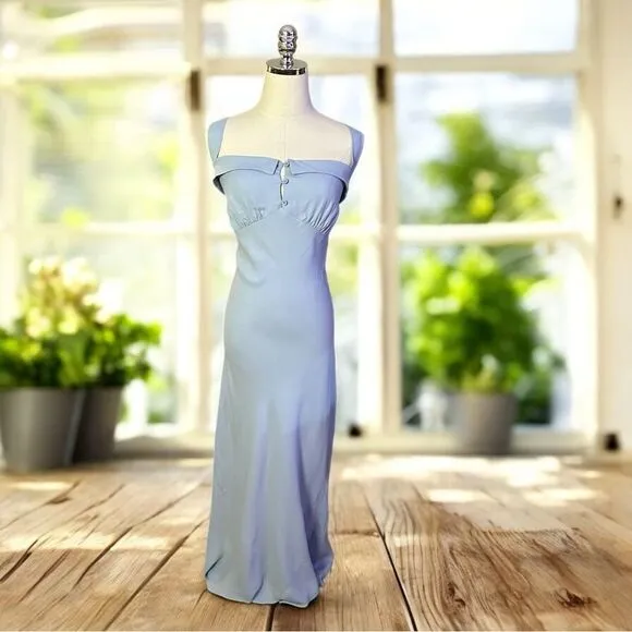 REFORMATION Tancy Midi Maxi Dress in Light Blue Viscose Size 12