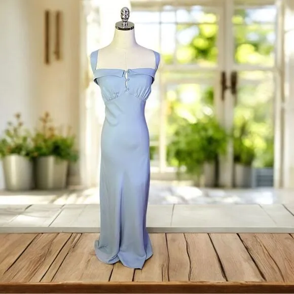 REFORMATION Tancy Midi Maxi Dress in Light Blue Viscose Size 12