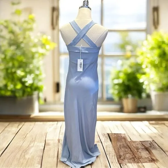 REFORMATION Tancy Midi Maxi Dress in Light Blue Viscose Size 12