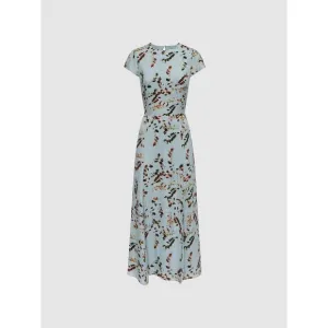 Reiss Livia Floral Cut-Out Back Midi Dress Sage - US 4