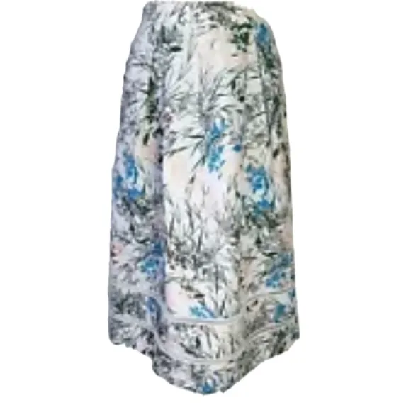 REISS Rennie 100% Silk Floral Midi Skirt Women Lace Inset Lined Size 8