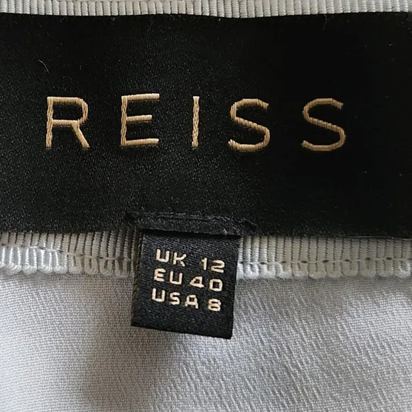 REISS Rennie 100% Silk Floral Midi Skirt Women Lace Inset Lined Size 8