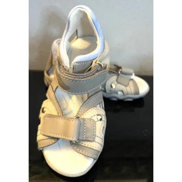 RenBut Gray Boy’s Leather Open toe Sandals Orthopedic Support EU 26/US 9.5 NEW