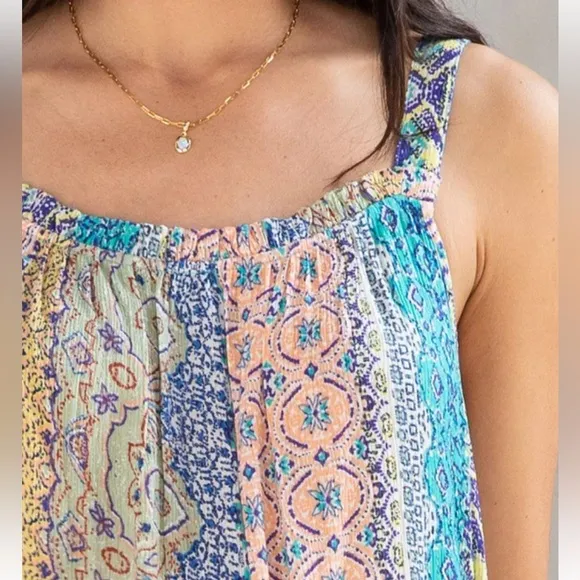 Resort Bohemian Mixed Print Flowy Sleeveless Maxi Dress by Lovestitch