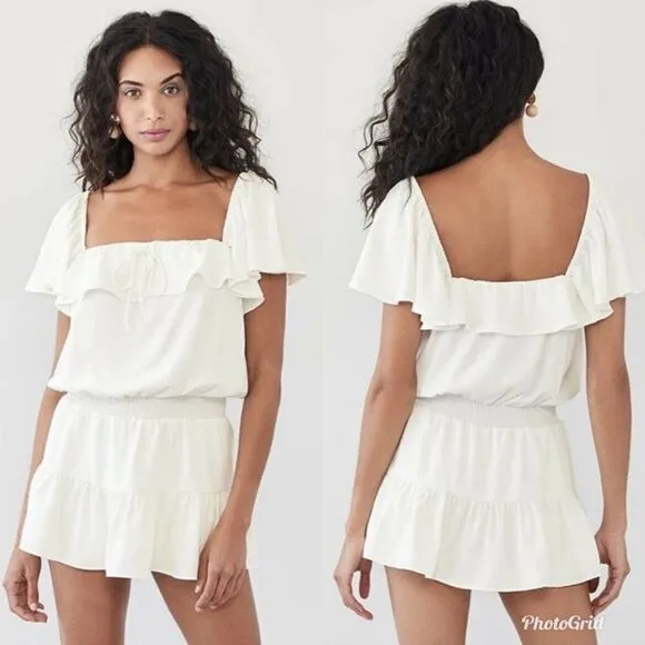 Revolve Amanda Uprichard Ali Romper In Ivory White Richer