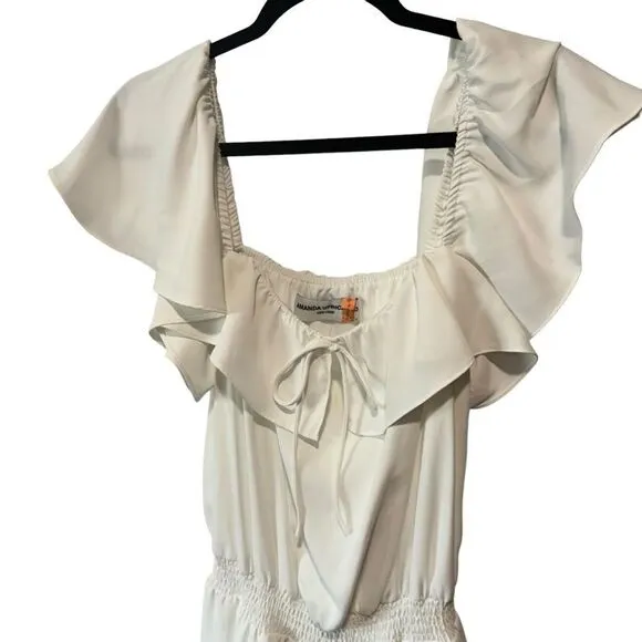 Revolve Amanda Uprichard Ali Romper In Ivory White Richer