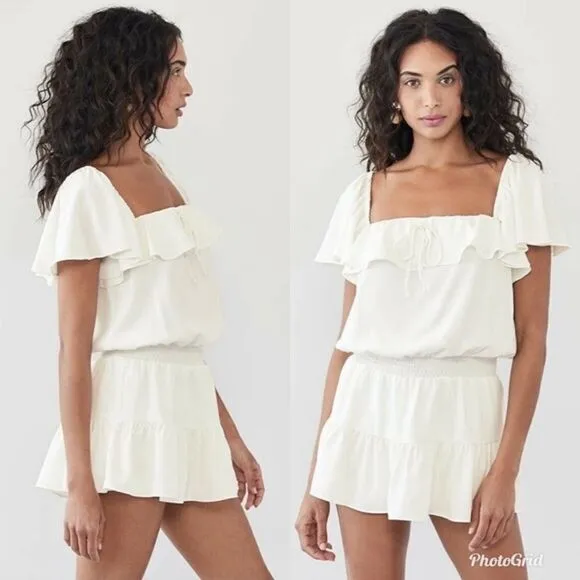Revolve Amanda Uprichard Ali Romper In Ivory White Richer