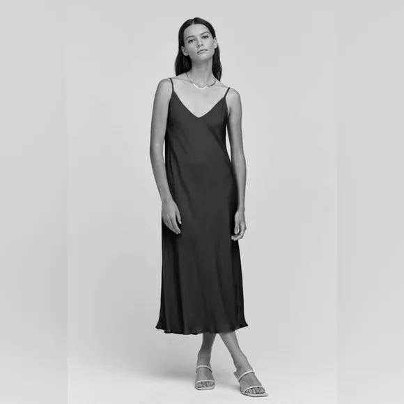 Revolve Black Slip Dress Size Medium - Graham &amp; Spencer Black Satin Slip Dress