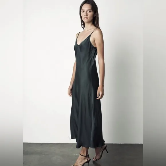 Revolve Black Slip Dress Size Medium - Graham &amp; Spencer Black Satin Slip Dress