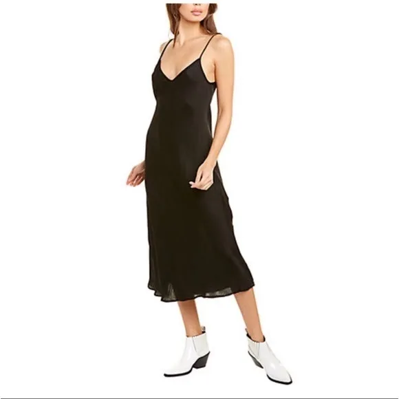 Revolve Black Slip Dress Size Medium - Graham &amp; Spencer Black Satin Slip Dress
