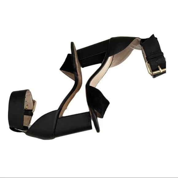 Revolve Raye Black Suede Leather Sandals Heels 6.5