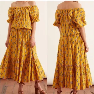 Rhode Yellow Frida Dress Size XS Resortwear Cottagecore Summer Beach Colorful